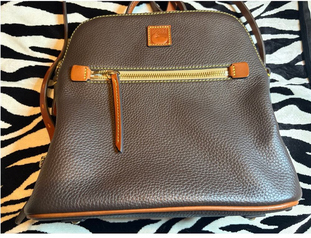 Dooney & Bourke Pebble Grain Leather Backpack Dark Brown T-Moro British Tan